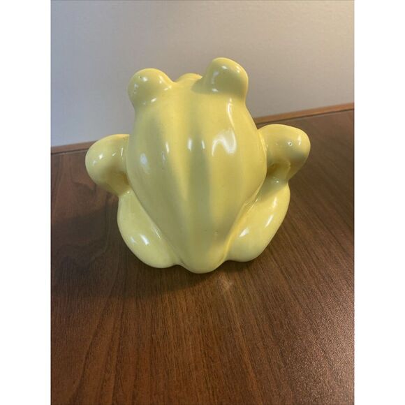 Vintage Yellow Ceramic SCRUBBER FROG Open Small Mouth SPONGE SOAP Holder - Picture 3 of 8